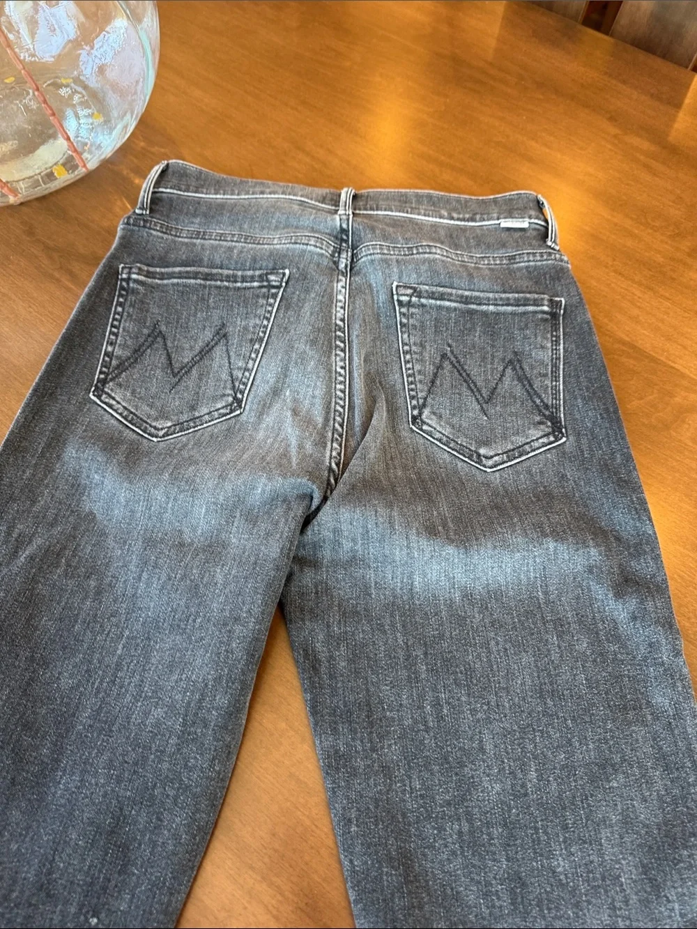 MOTHER Washed Grey Straight Jeans